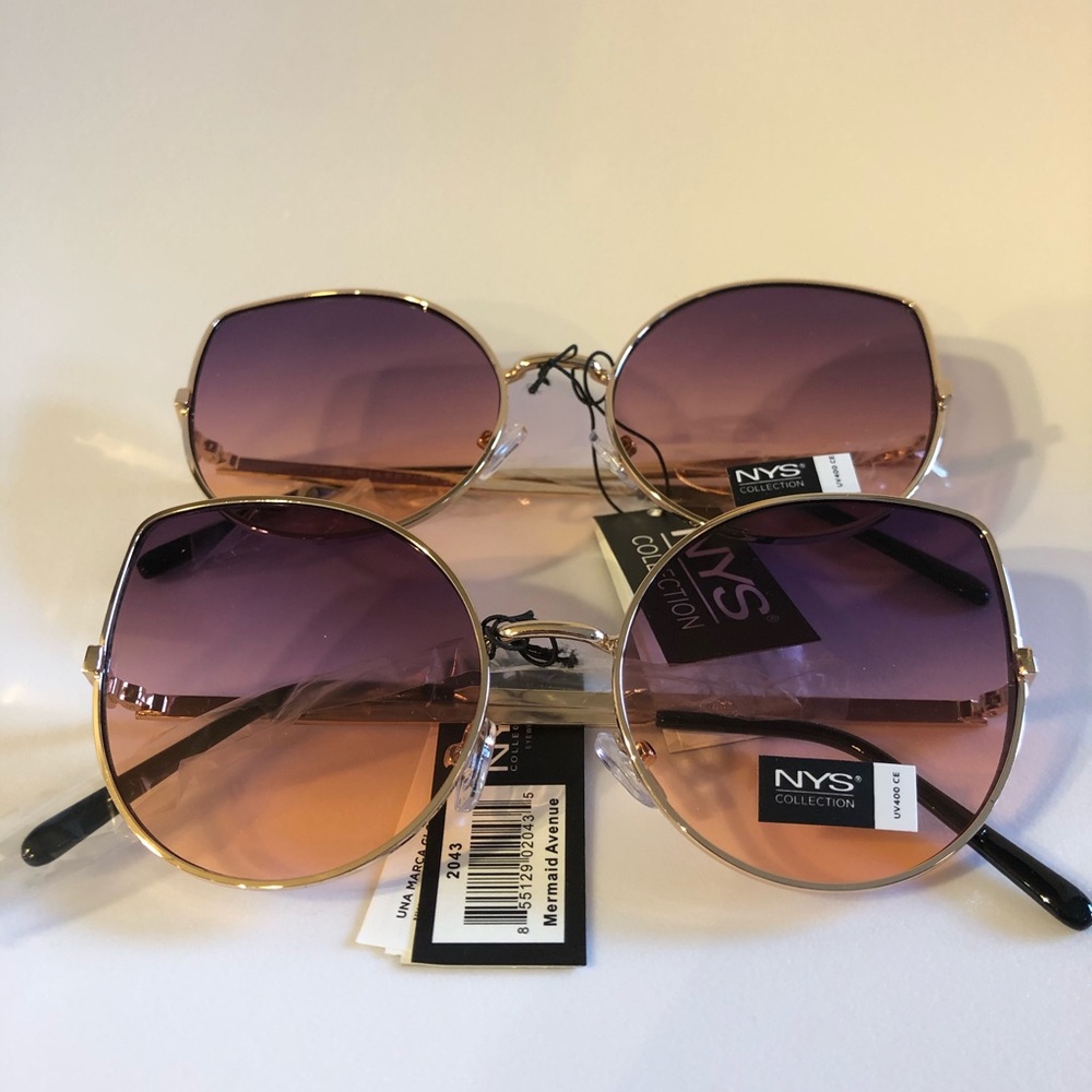 Gold and Purple ombré retro cat eye sunglasses